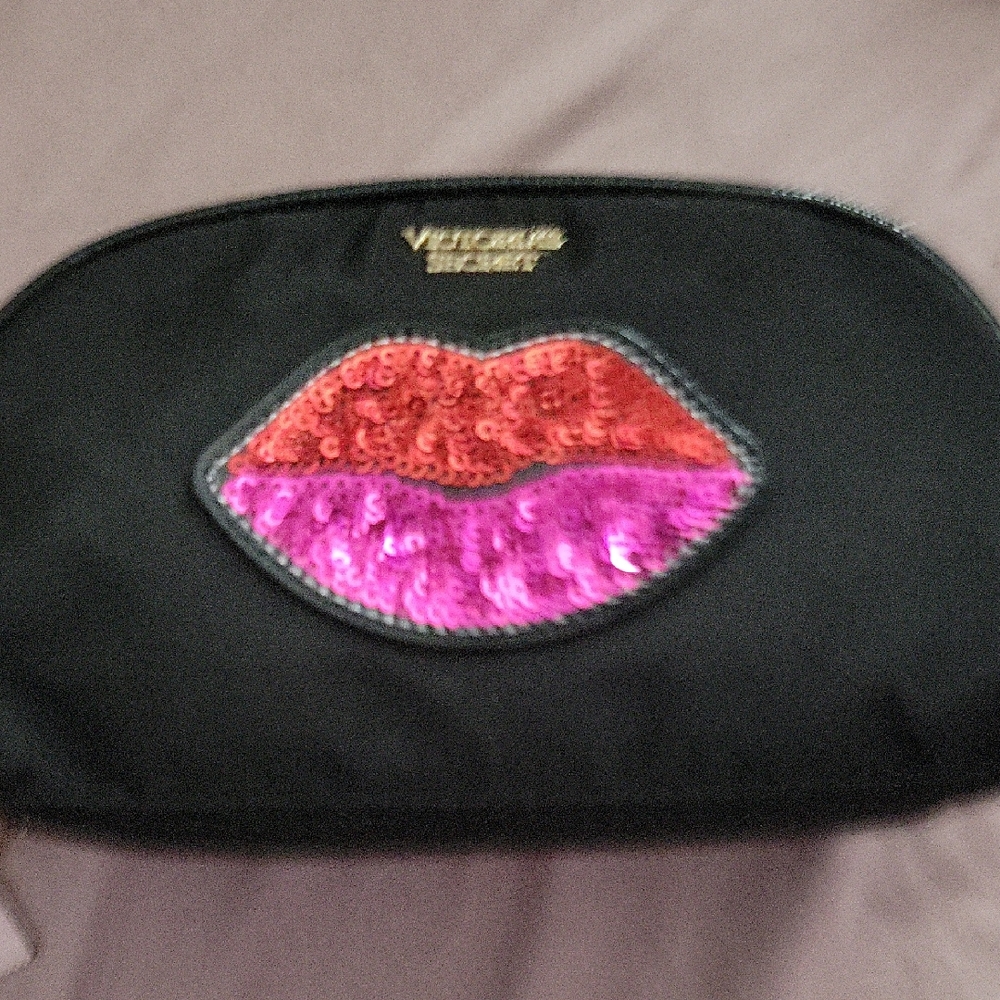 REDUCED TODAY 💚💚Victoria's Secret Black Bag with Sequin Lips